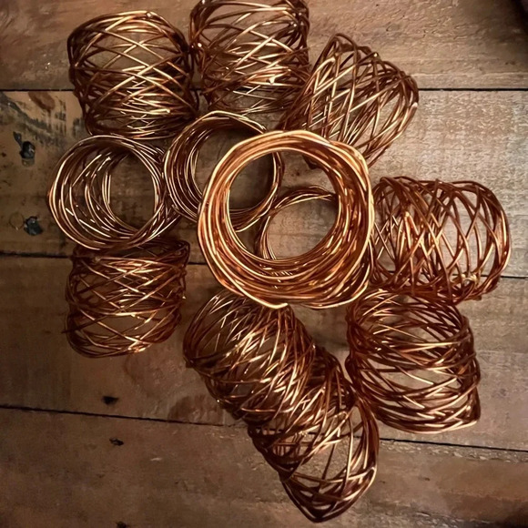 Set of 12 Copper Mesh Napkin Rings - Picture 1 of 2